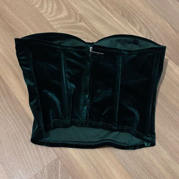 Fashion Nova Emerald Green‎ Velvet Bustier Top Small - Picture 3 of 5